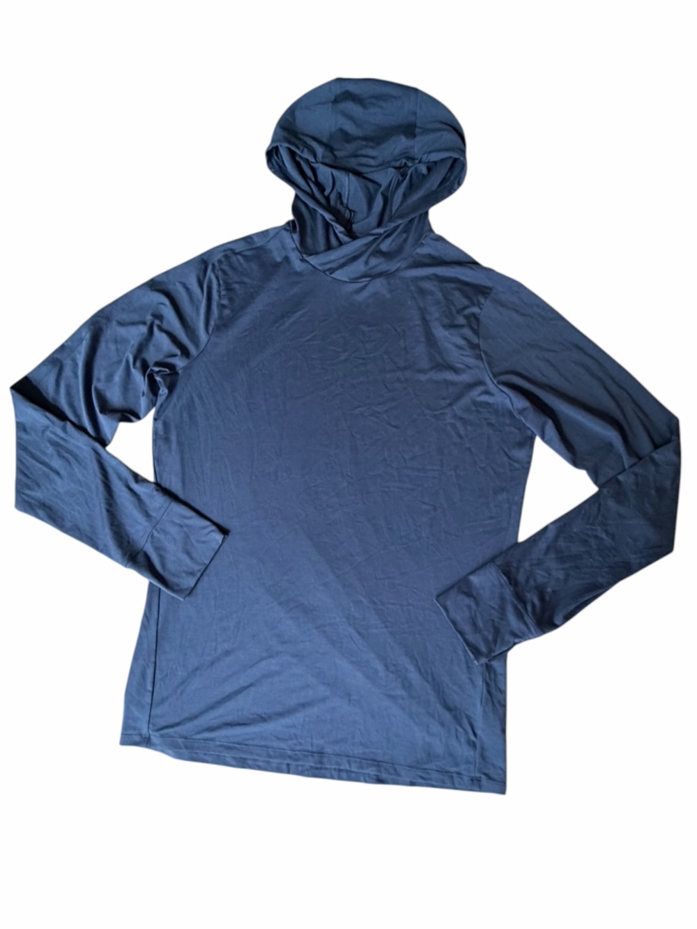 REI Mens Running Shirt Base Layer Long Sleeve Hoodie, Navy, Medium Tall